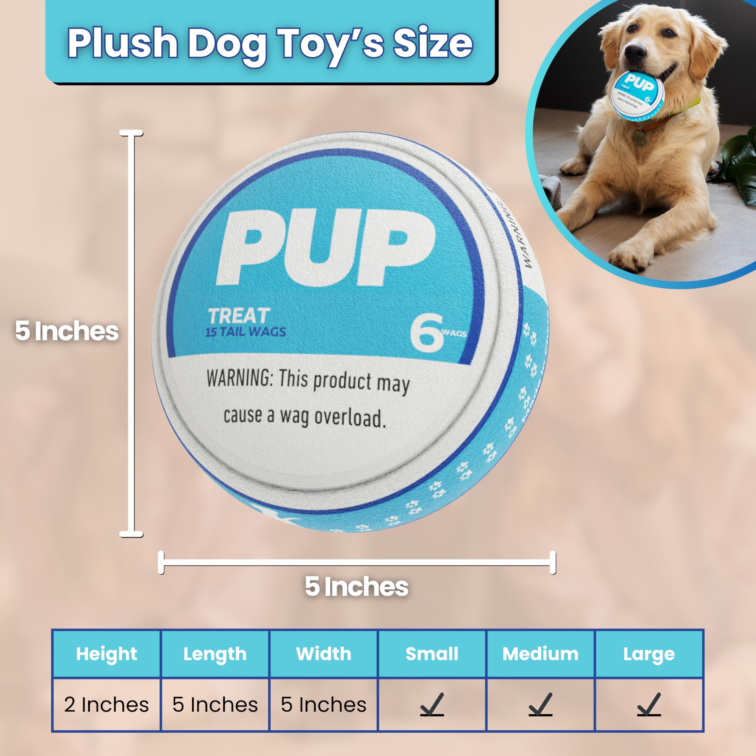 PUP6 PUP Pouch Plush Squeaky Durable Interactive Dog Chew Toy Plush